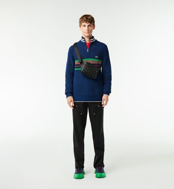 LACOSTE「モノグラム レザーモノグラムリポーターバッグ」|ショルダー・メッセンジャー|