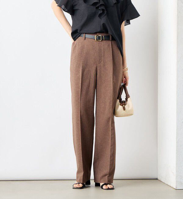 NOLLEY'S「《セットアップ対応》ウォッシャブルドライトロピカルセミワイド美脚パンツ」|その他|ブラウン