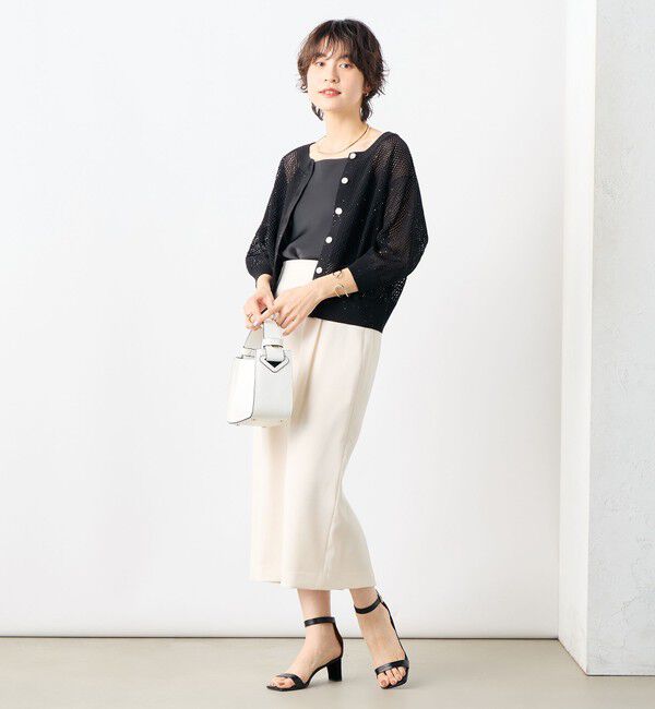 NOLLEY'S「《手洗い可能》スパンコールメッシュ5分袖カーディガン」|カーディガン|