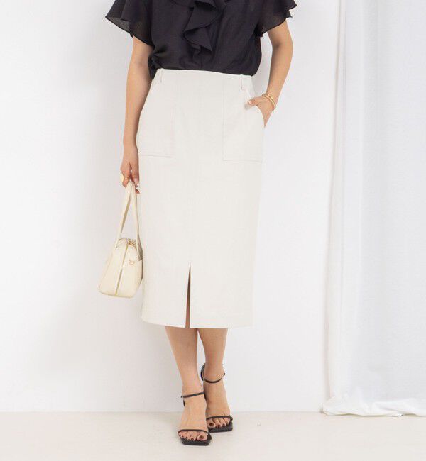 NOLLEY'S「ウォッシャブル高機能ドライオックスポケ付きタイトスカート」|タイト|ベージュ