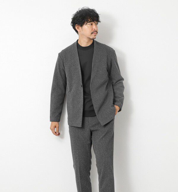 NOLLEY'S goodman「《ビジカジ/セットアップ対応》【尾州】先染めウォッシャブルノーカラーカーディガンジャケット 25AW」|ノーカラージャケット|