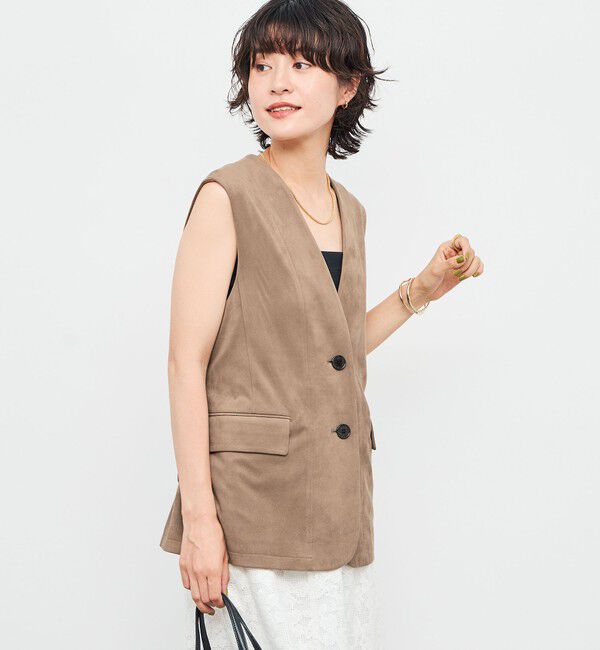 NOLLEY'S「《セットアップ対応》ストレッチスエードベルテッドジレ」|ベスト・ジレ|
