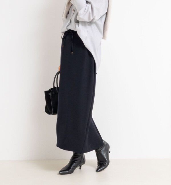 NOLLEY'S sophi「《セットアップ対応》ウォッシャブルダブルサテンイージースカート」|タイト|ネイビー