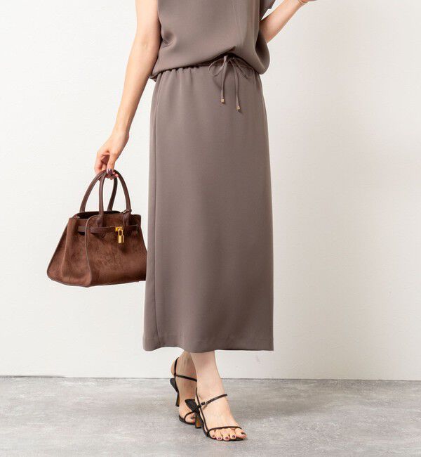 NOLLEY'S sophi「《セットアップ対応》ウォッシャブルダブルサテンイージースカート」|タイト|ブラウン