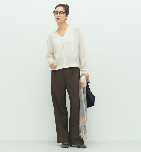 NOLLEY'S「《手洗い可能》《アンサンブル対応》18G天竺ゆったりVネックカーディガン」|カーディガン|