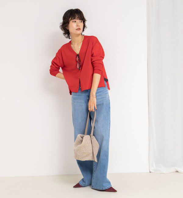 NOLLEY'S「《手洗い可能》《アンサンブル対応》18G天竺ゆったりVネックカーディガン」|カーディガン|