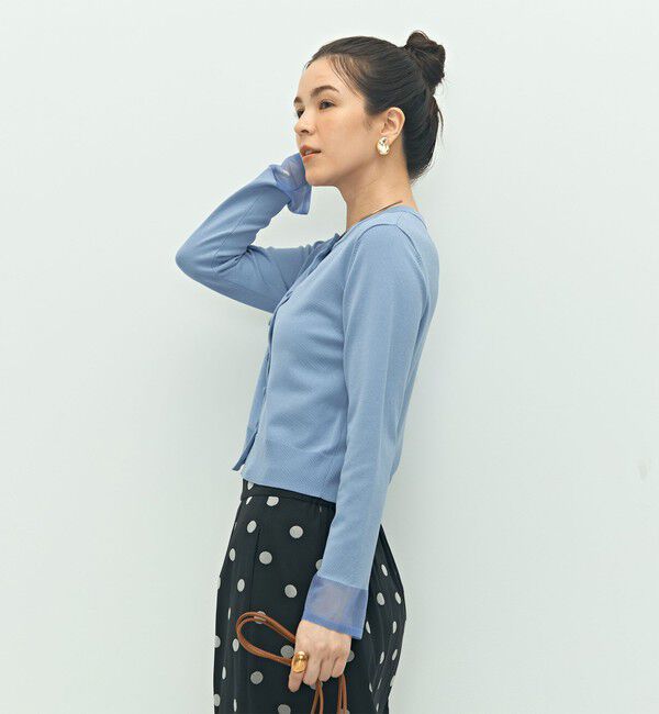 NOLLEY'S「《手洗い可能》くるみ釦シアークルーネックカーディガン」|カーディガン|