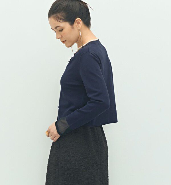 NOLLEY'S「《手洗い可能》くるみ釦シアークルーネックカーディガン」|カーディガン|