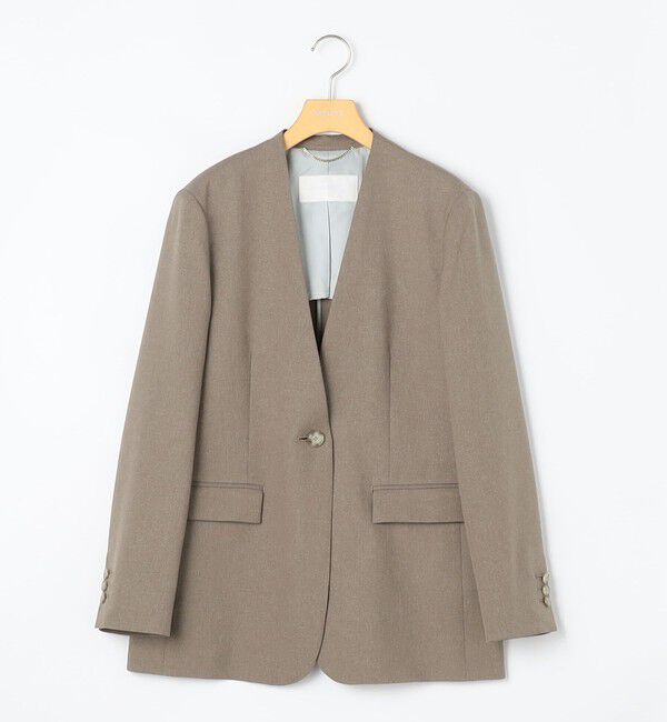 NOLLEY'S sophi「【WEB STAFF守屋☆別注】《セットアップ対応》ウォッシャブルソフトシャンブレーノーカラージャケット」|ノーカラージャケット|