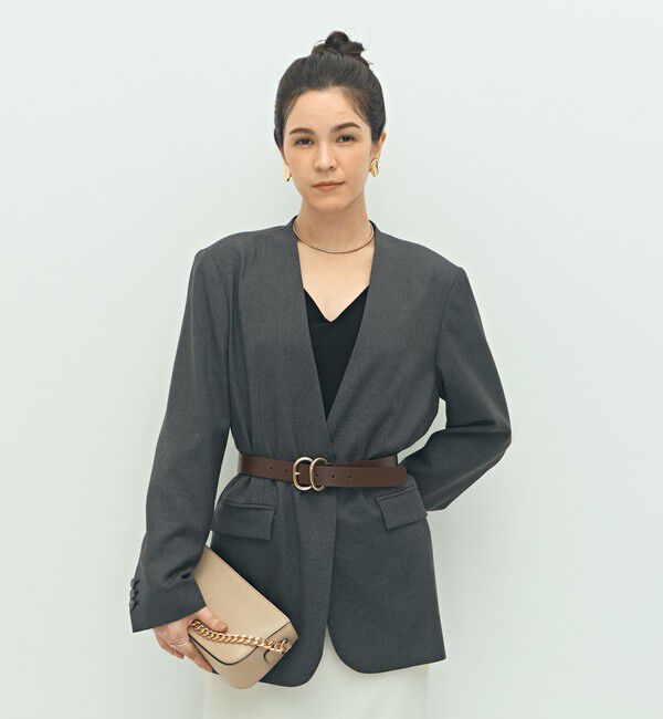 NOLLEY'S sophi「【WEB STAFF守屋☆別注】《セットアップ対応》ウォッシャブルソフトシャンブレーノーカラージャケット」|ノーカラージャケット|