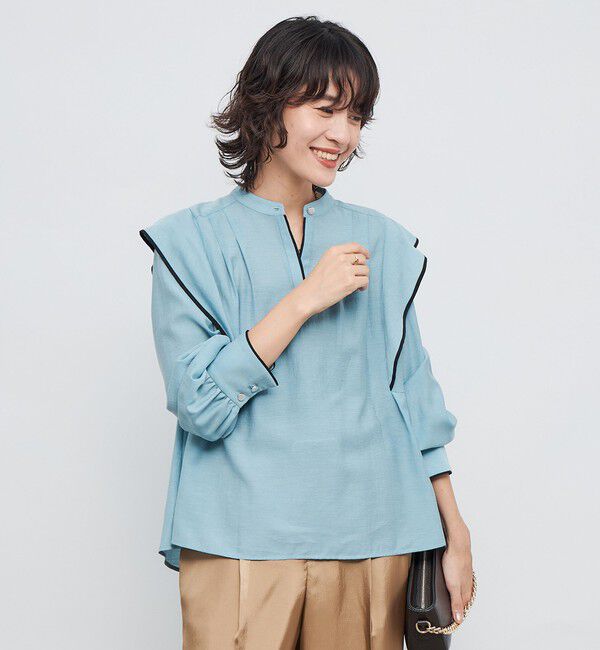 NOLLEY'S「ウォッシャブル配色パイピングブラウス」|シャツ・ブラウス|