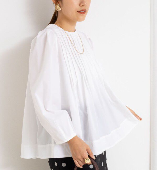 NOLLEY'S「ウォッシャブルタックフレアーブラウス」|シャツ・ブラウス|ホワイト