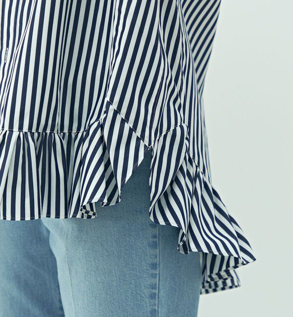 Rie Miller「ウォッシャブル裾フリルレギュラーカラーシャツ」|シャツ・ブラウス|