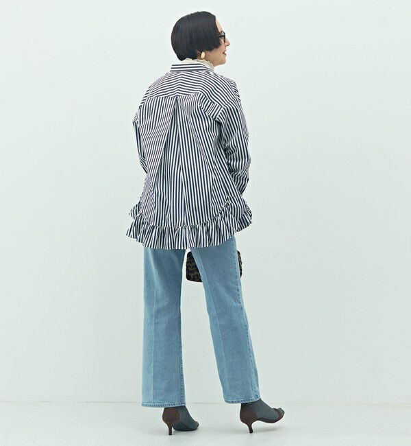 Rie Miller「ウォッシャブル裾フリルレギュラーカラーシャツ」|シャツ・ブラウス|