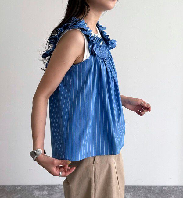 fredy emue「マルチウェイストライプノースリーブブラウス」|シャツ・ブラウス|