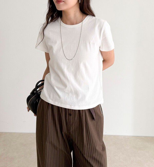 fredy emue「ボーダー/無地ワンポイントロゴコンパクトTシャツ」|Tシャツ・カットソー|