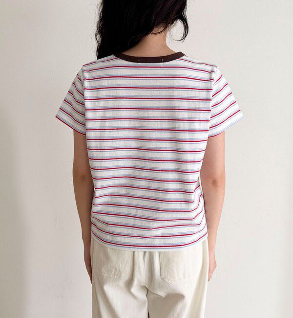 fredy emue「ボーダー/無地ワンポイントロゴコンパクトTシャツ」|Tシャツ・カットソー|