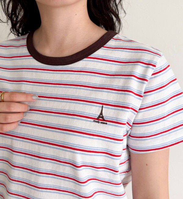 fredy emue「ボーダー/無地ワンポイントロゴコンパクトTシャツ」|Tシャツ・カットソー|