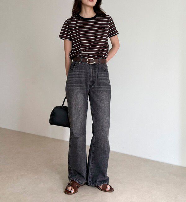 fredy emue「ボーダー/無地ワンポイントロゴコンパクトTシャツ」|Tシャツ・カットソー|