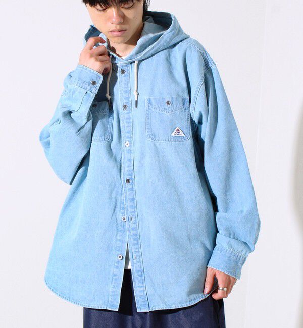 GLOSTER「【GEVACO】デニムフーディーシャツ フード付きデニムシャツ」|シャツ・ブラウス|