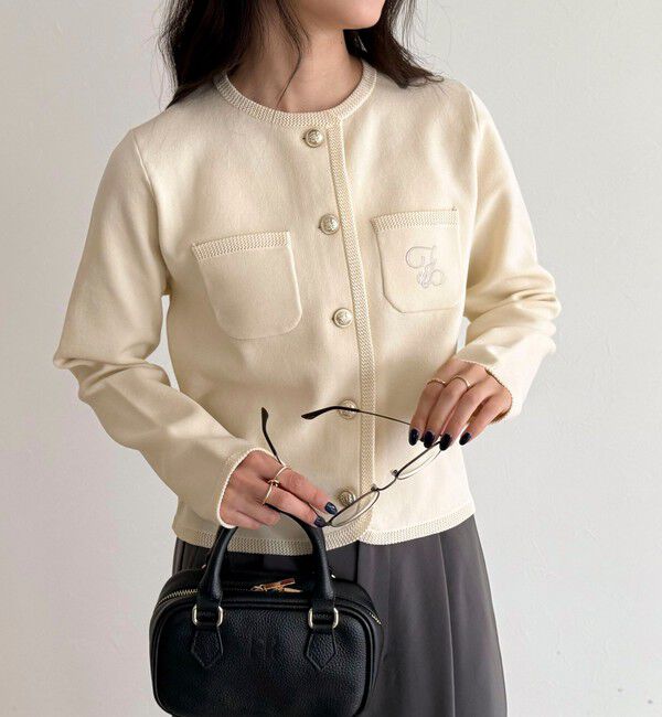 fredy emue「刺繍入りコンパクトニットジャケット」|カーディガン|