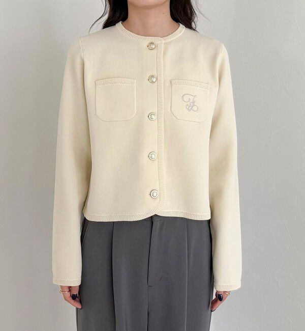 fredy emue「刺繍入りコンパクトニットジャケット」|カーディガン|