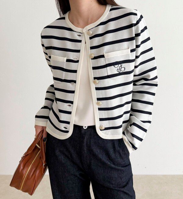 fredy emue「刺繍入りコンパクトニットジャケット」|カーディガン|