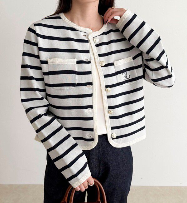 fredy emue「刺繍入りコンパクトニットジャケット」|カーディガン|