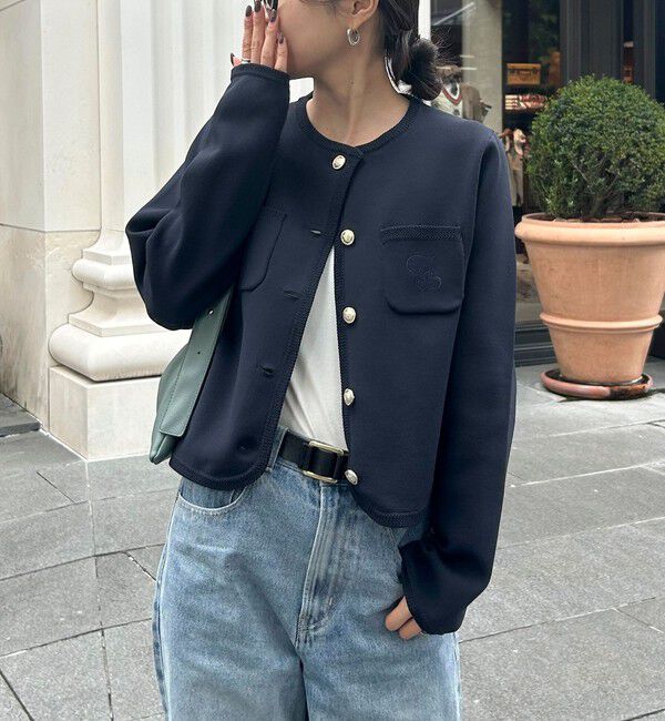 fredy emue「刺繍入りコンパクトニットジャケット」|カーディガン|