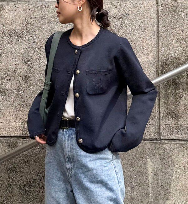 fredy emue「刺繍入りコンパクトニットジャケット」|カーディガン|