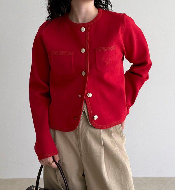 fredy emue「刺繍入りコンパクトニットジャケット」|カーディガン|