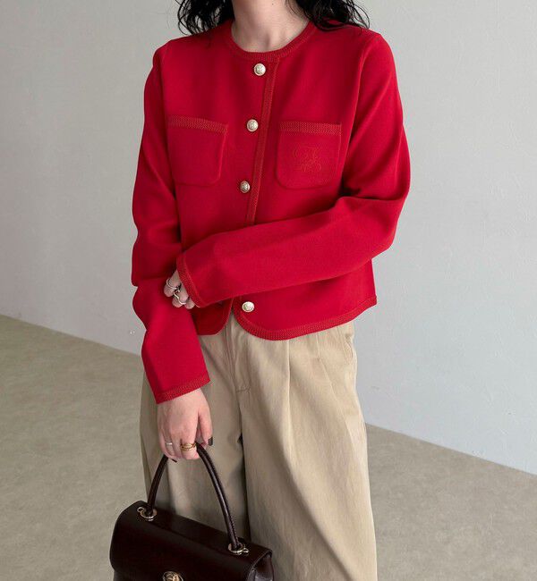 fredy emue「刺繍入りコンパクトニットジャケット」|カーディガン|
