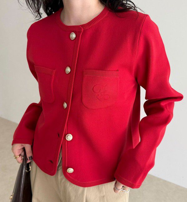 fredy emue「刺繍入りコンパクトニットジャケット」|カーディガン|