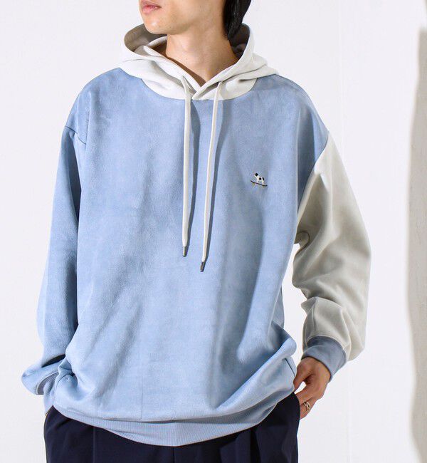 GLOSTER「【新配色で再登場】フレブルスエード バイカラーパーカー」|パーカー|サックスブルー
