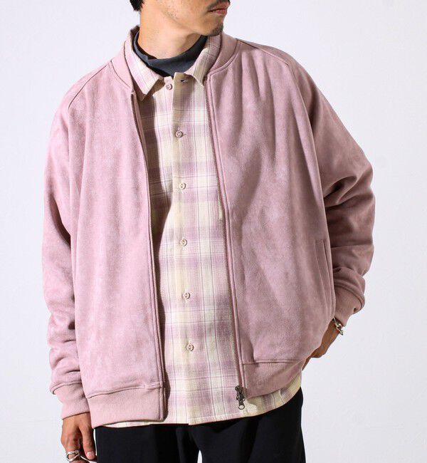 GLOSTER「【秋の新定番】フェイクスエードMA-1ジップブルゾン」|ブルゾン・スタジャン|ピンク