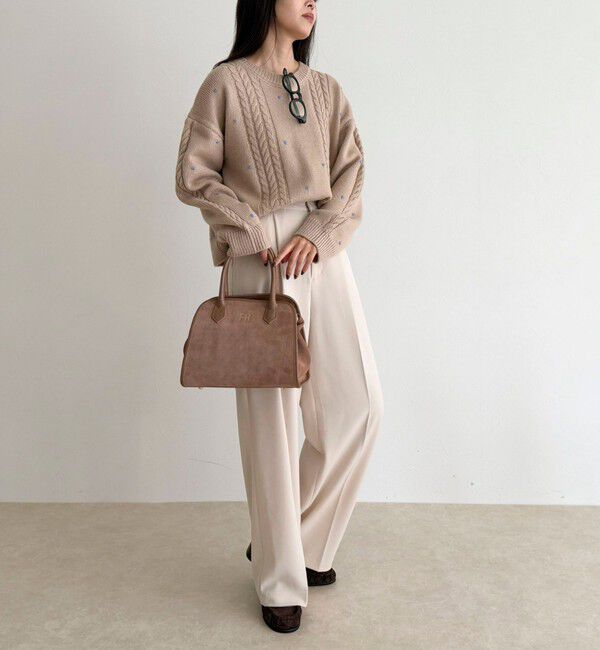 fredy emue「ハート刺繍柄編みニットプルオーバー」|ニット・セーター|