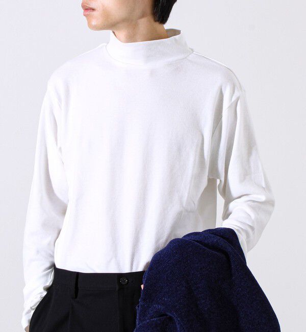 GLOSTER「【インナー使い/レイヤードに最適】ソフトタッチスムースモックネック」|Tシャツ・カットソー|オフホワイト
