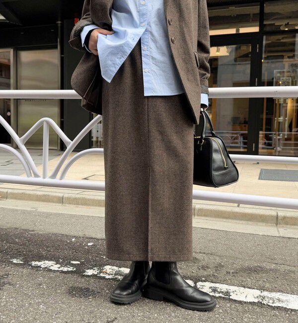 fredy emue「《セットアップ対応》ツィードタイトスカート」|タイト|ダークブラウン