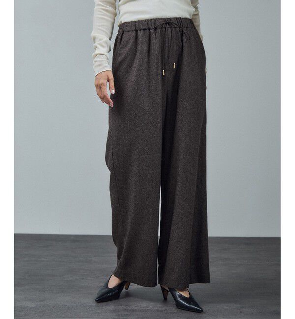 SALON adam et rope'「【WEB限定】ウォッシャブルウールカシミヤワイドパンツ」|チノ|