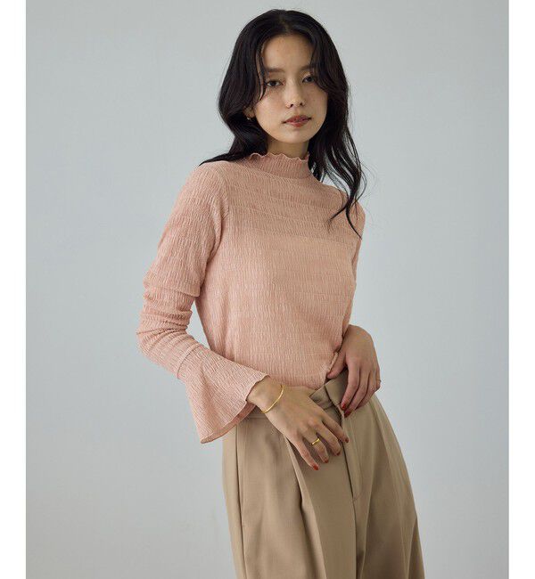 ROPE「ボタニカルダイフレアスリーブハイネックカットソー/イージーケア・アンサンブル対応」|Tシャツ・カットソー|