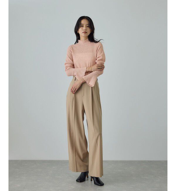 ROPE「ボタニカルダイフレアスリーブハイネックカットソー/イージーケア・アンサンブル対応」|Tシャツ・カットソー|