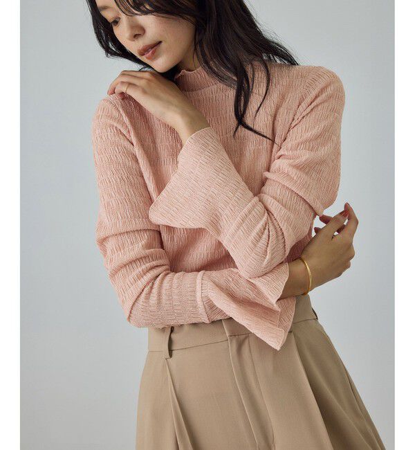 ROPE「ボタニカルダイフレアスリーブハイネックカットソー/イージーケア・アンサンブル対応」|Tシャツ・カットソー|