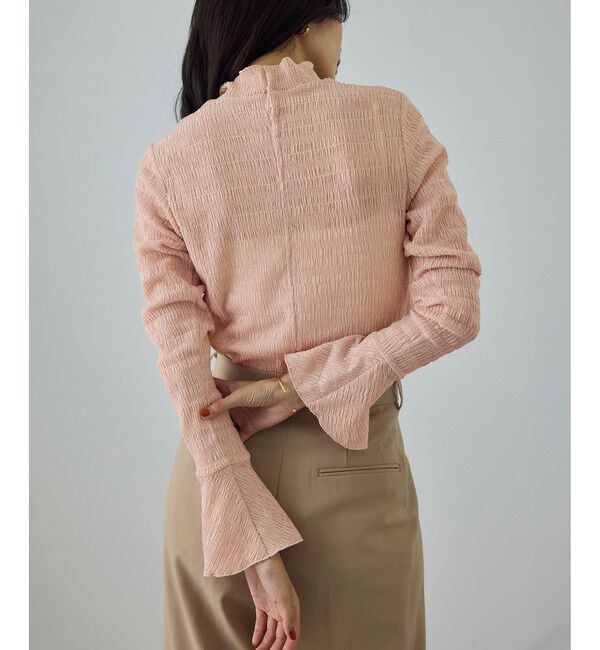 ROPE「ボタニカルダイフレアスリーブハイネックカットソー/イージーケア・アンサンブル対応」|Tシャツ・カットソー|オレンジ系(74)