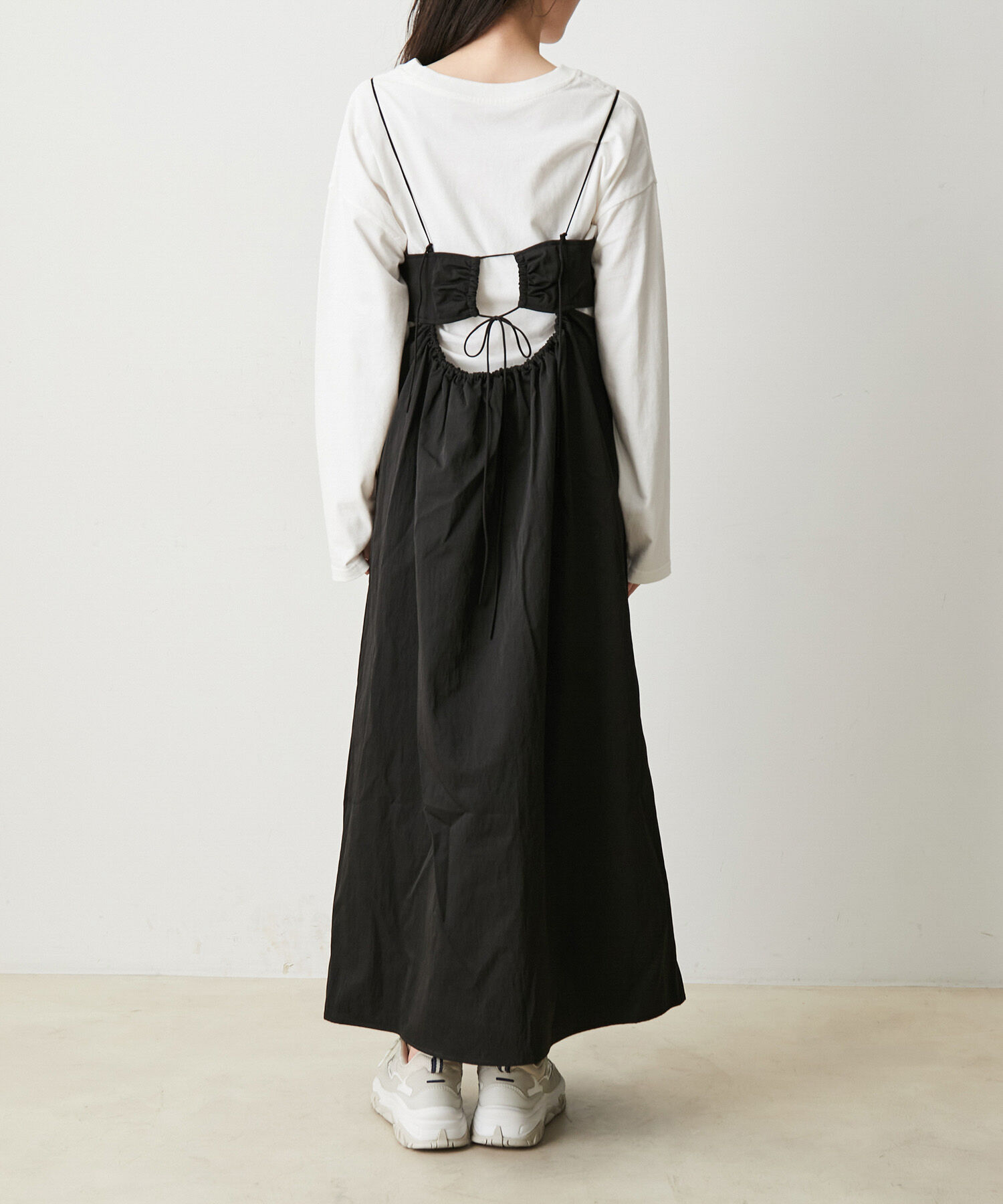 VIS「【洗える】サイド開きロングキャミワンピース」|ワンピース|