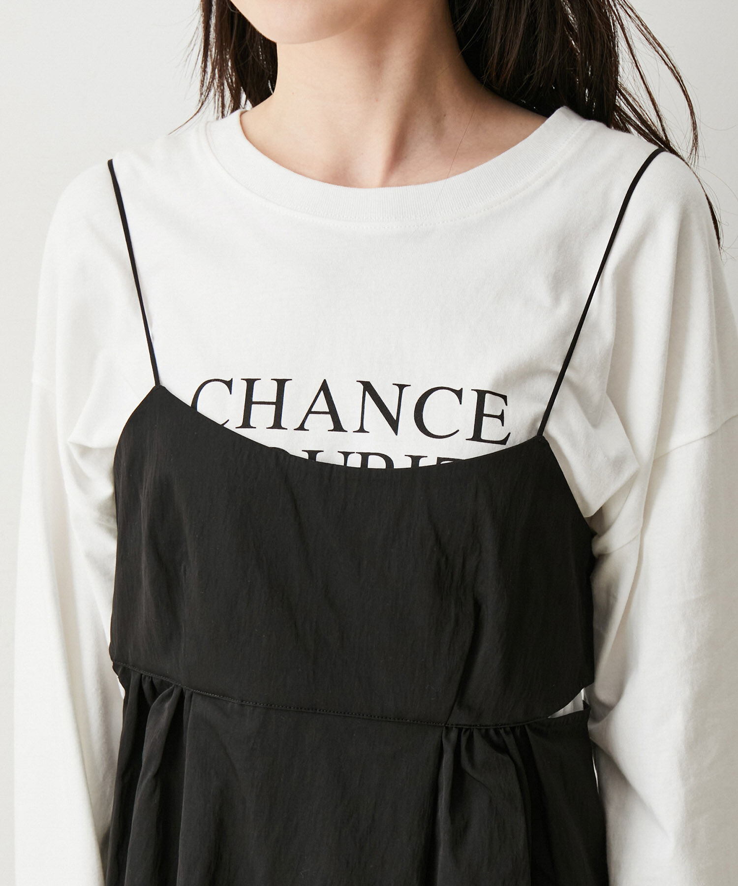 VIS「【洗える】サイド開きロングキャミワンピース」|ワンピース|