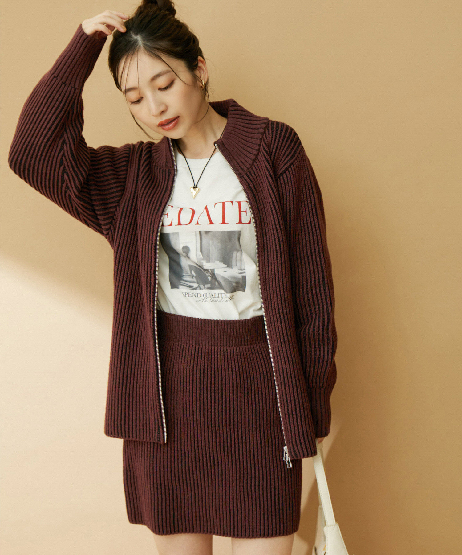 VIS「【洗える】ミニ丈タイトニットスカート【セットアップ対応】」|スカート|