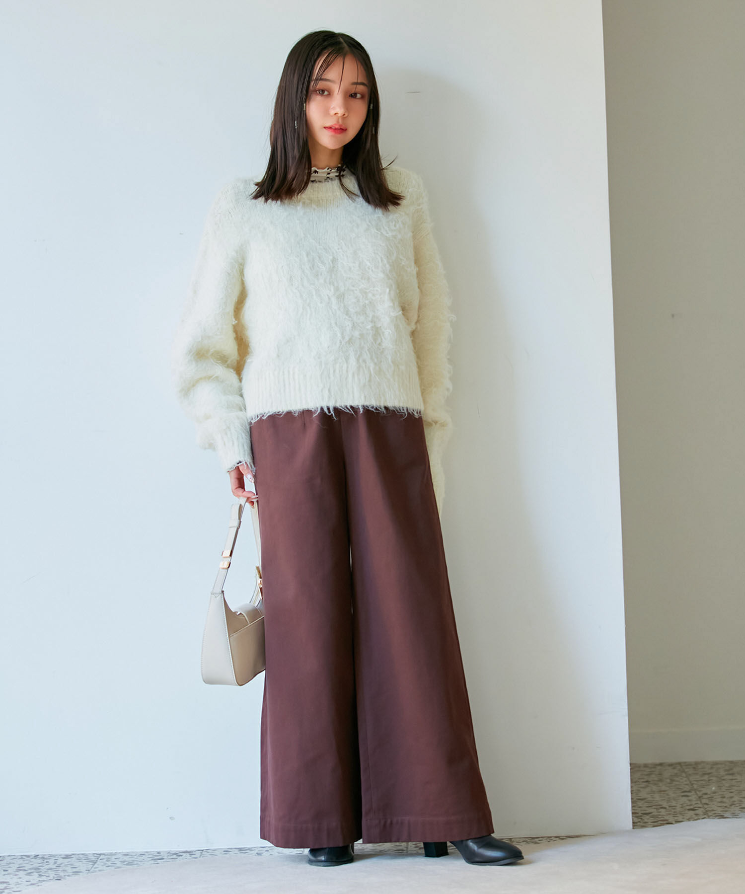 VIS「【前後2WAY】毛混くるくるシャギーカーディガン」|カーディガン|