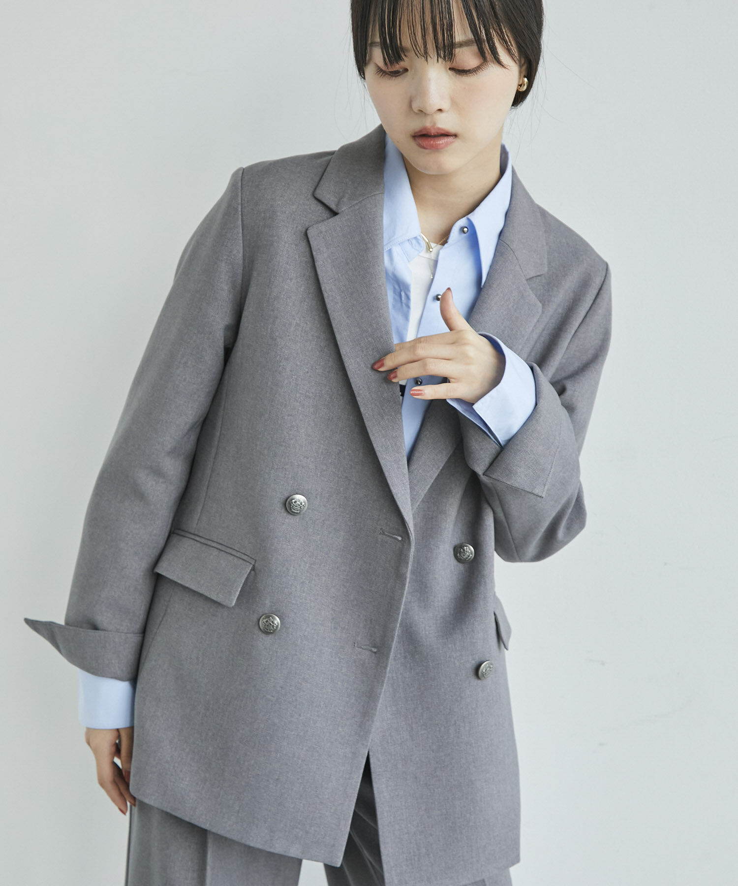 VIS「【美easy】ウーリッシュWブレストテーラードジャケット【洗える】」|テーラードジャケット|