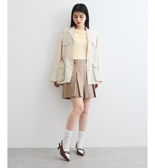 VIS「【防シワ】リネンライクミリタリーシャツジャケット」|ミリタリージャケット|