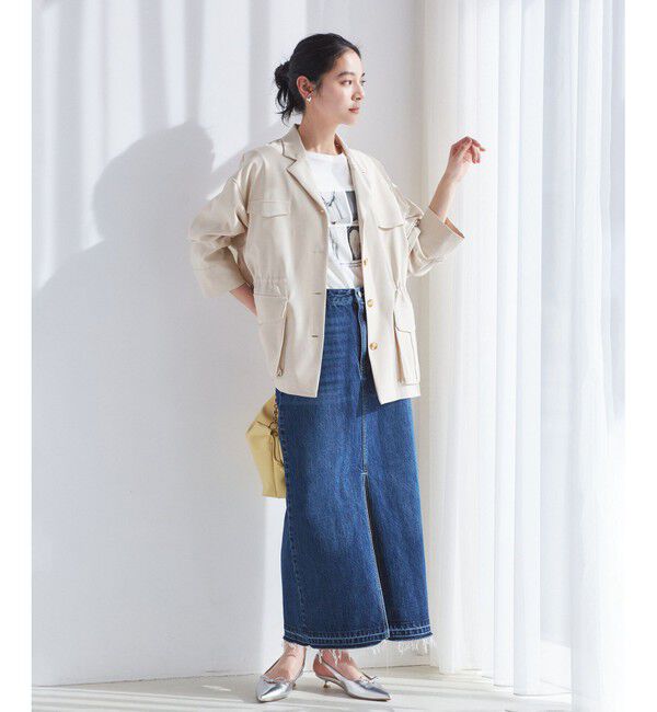 VIS「【防シワ】リネンライクミリタリーシャツジャケット」|ミリタリージャケット|